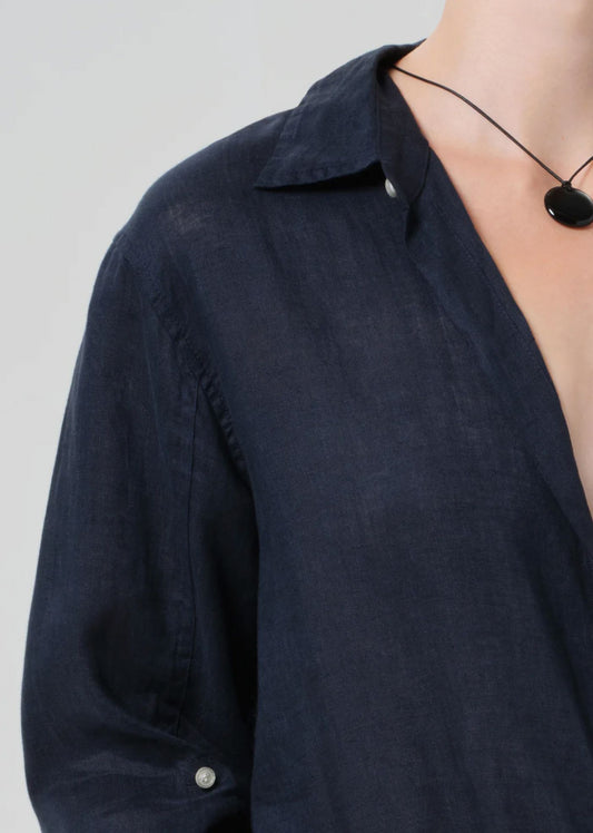 Kayla Shrunken Linen Shirt-Tops/Blouses-Uniquities