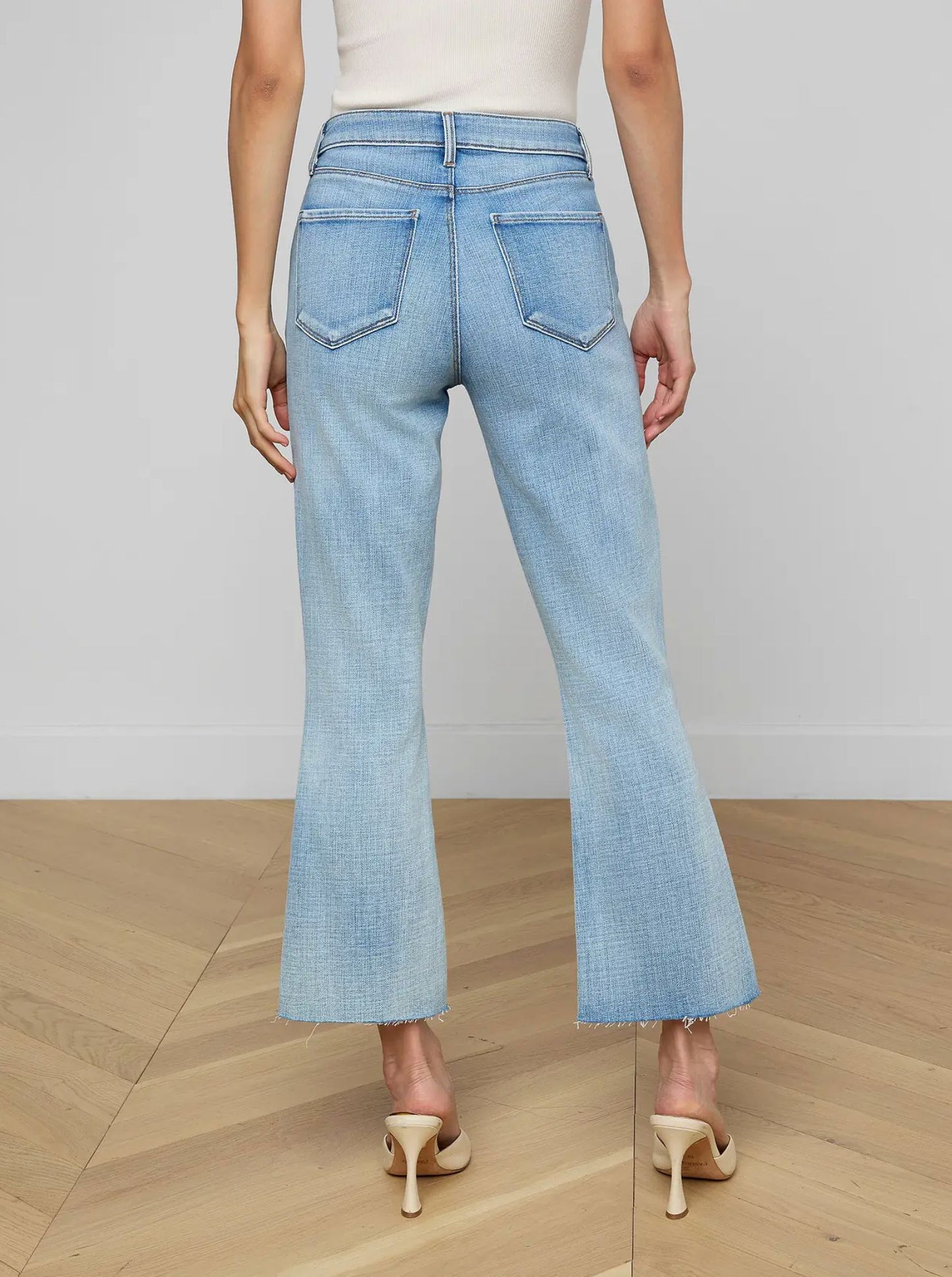 Kendra High Rise Crop Flare Jeans-Denim-Uniquities