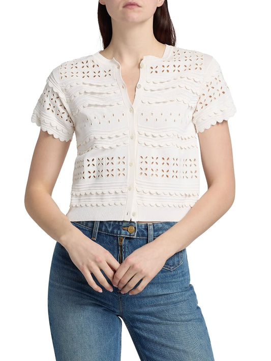 Abriana Eyelet Knit Cardigan-Tops/Blouses-Uniquities