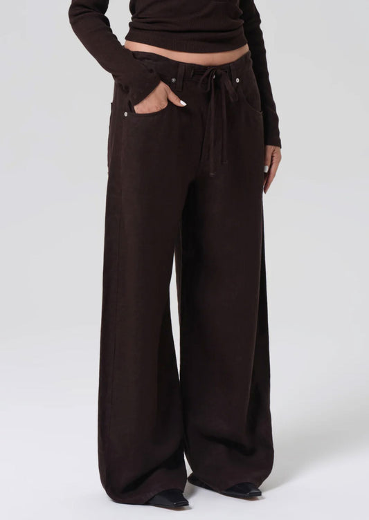 Petite Brynn Linen Trouser-Denim-Uniquities