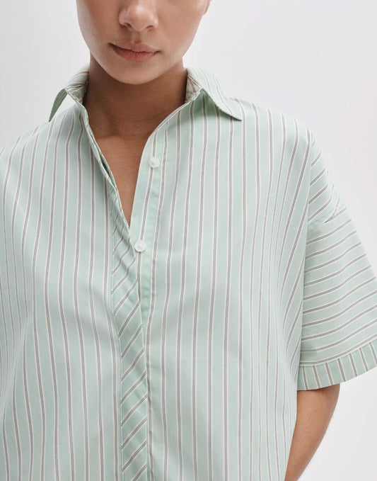 Marin Short Sleeve Stripe Shirt-Tops/Blouses-Uniquities