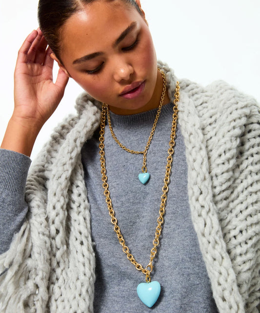 Big Puffy Heart Charm Necklace-Jewelry-Uniquities