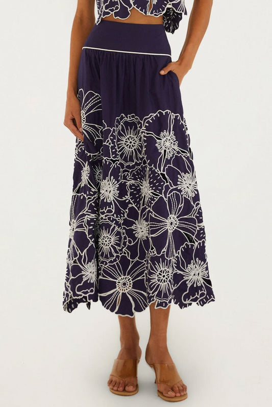Flowers Richelieu Skirt-Bottoms-Uniquities