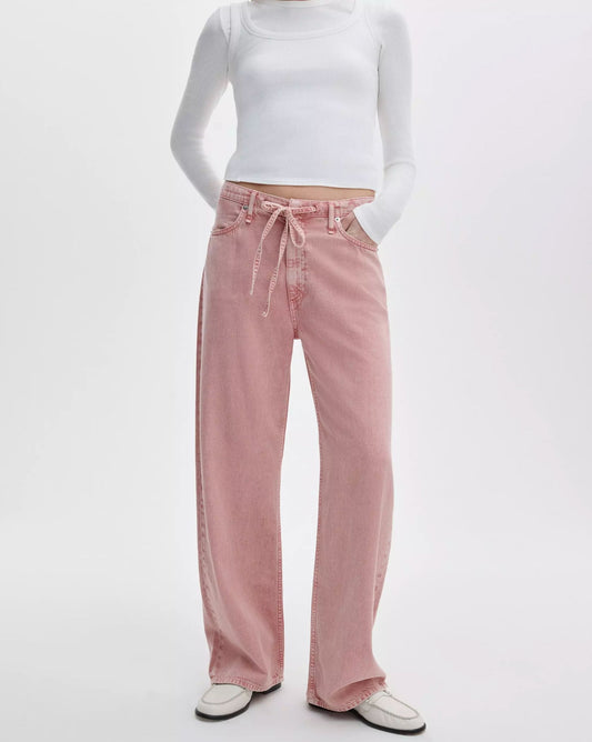 Featherweight Phoebe Drawstring Wide Pant-Denim-Uniquities