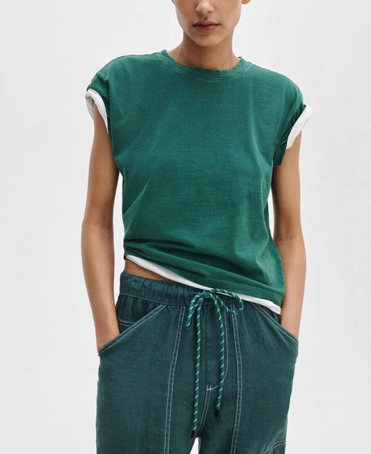 Distressed Wash Kelly Boxy Tee-Tee Shirts-Uniquities
