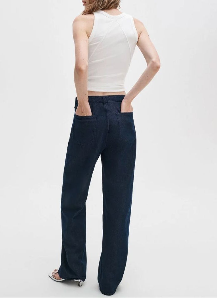 Phoebe Drawstring Wide-Leg Jean-Denim-Uniquities