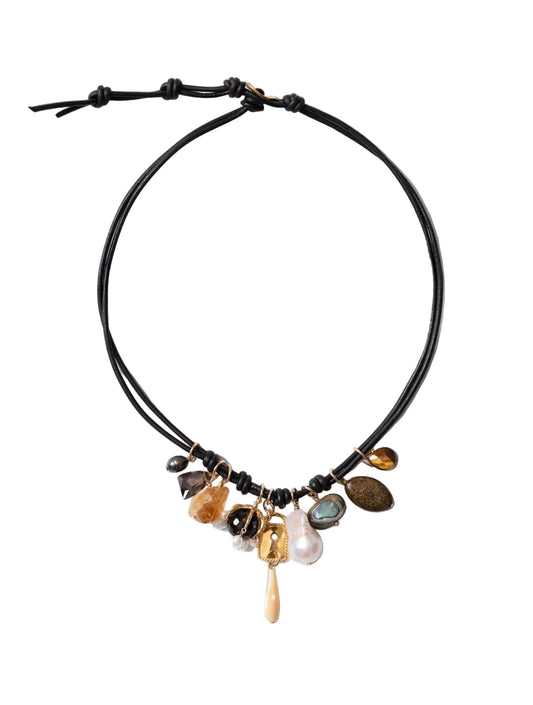 Romy Leather Charm Necklace-Jewelry-Uniquities