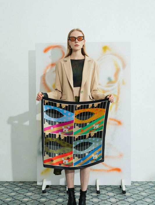 Seasons In The Park Silk Scarf-Accessories-Uniquities