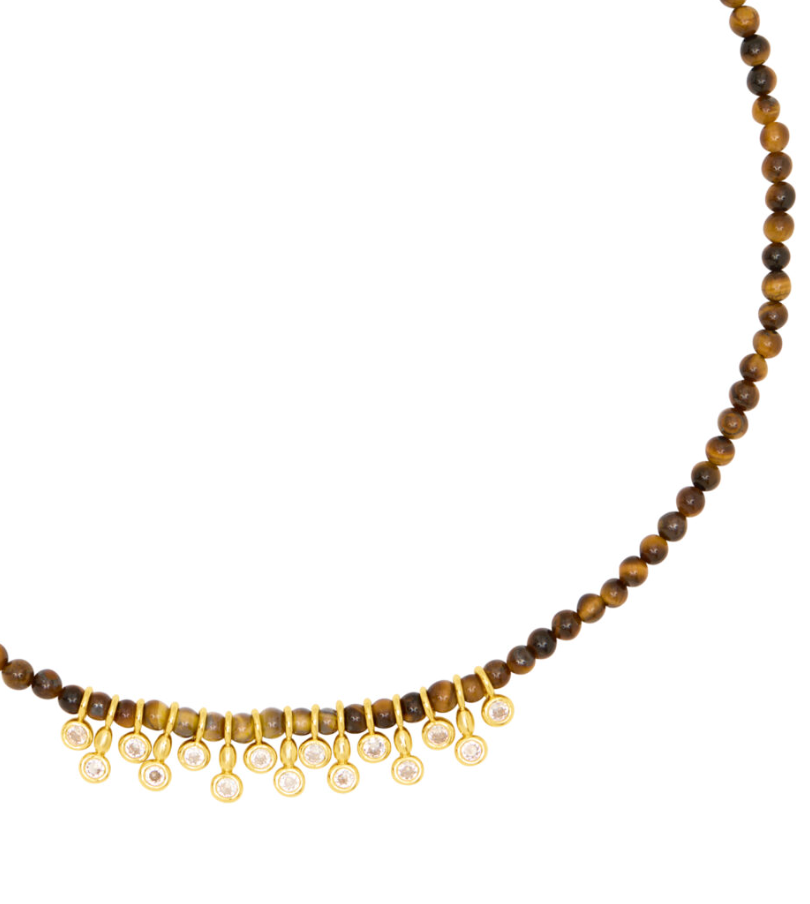 Beaded Necklace Cluster Tigers Eye