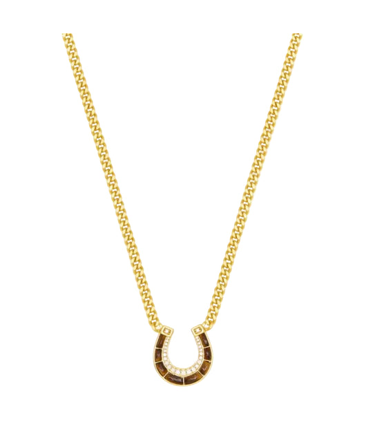 Horseshoe Necklace Tigers Eye-Jewelry-Uniquities