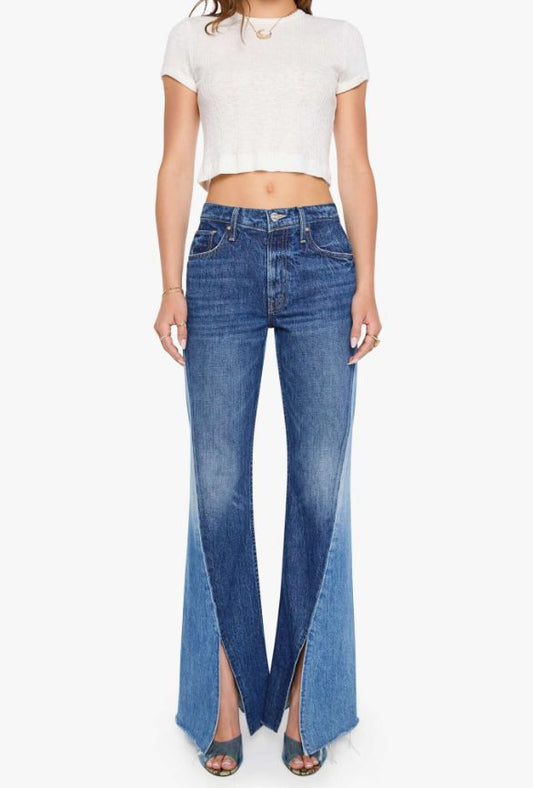 Bookie Slit Twist Heel Fray-Denim-Uniquities