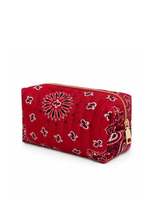 Bandana Cosmetic Pouch in Classic Red-Accessories-Uniquities