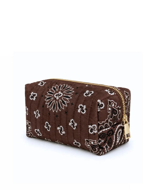 Bandana Cosmetic Pouch in Coco Brown-Accessories-Uniquities