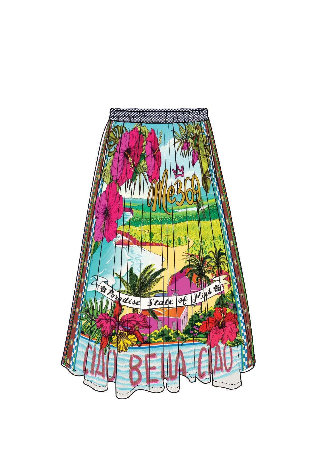 Vanessa Printed Midi Skirt-Bottoms-Uniquities