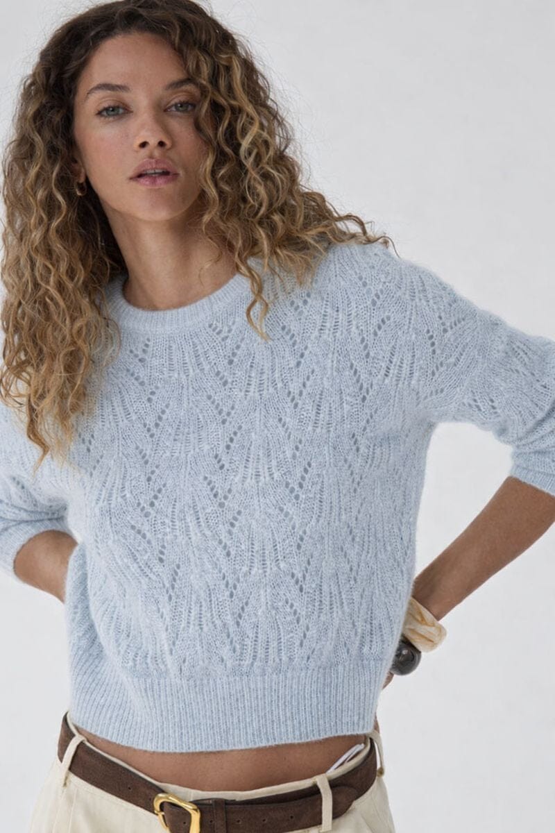 Allover Pointelle Crew-Sweaters-Uniquities