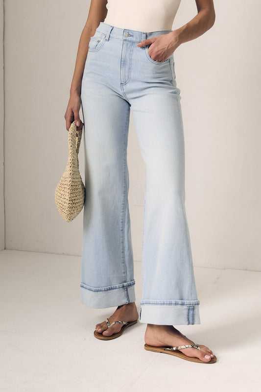 Column Jeans with Cuff-Denim-Uniquities