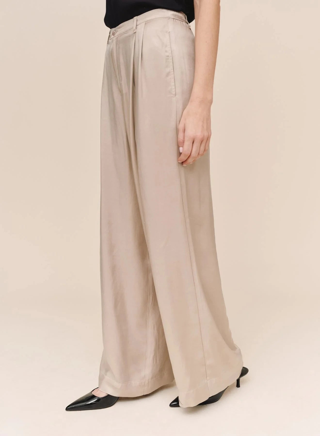 Double Pleat Wide Leg Pant-Bottoms-Uniquities