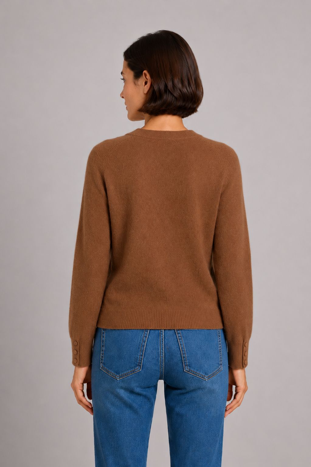 Cashmere Long Sleeve Shrunken V-Neck Sweaters Minnie Rose