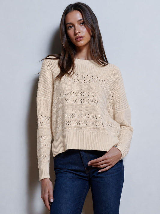 Solid Shaker Crew W/ Pointelle-Sweaters-Uniquities