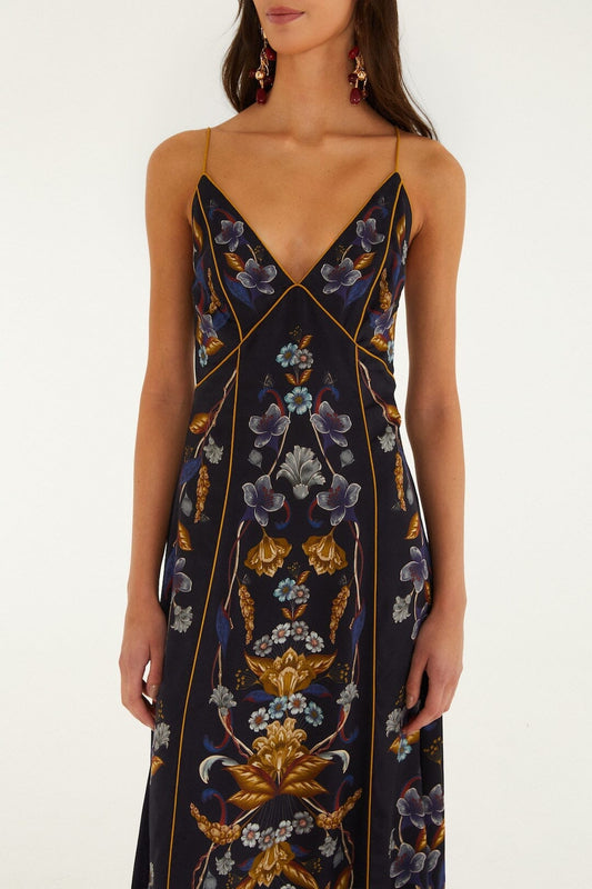 Golden Nature Maxi Slip Dress-Dresses-Uniquities