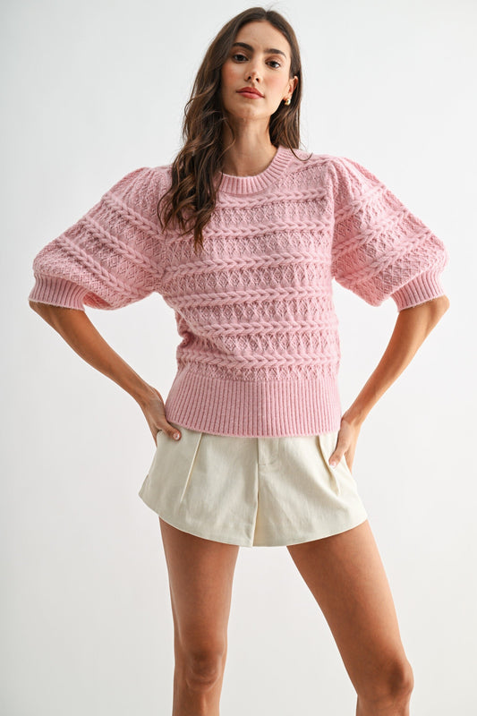 Kaelia Short Sleeve Sweater-Sweaters-Uniquities