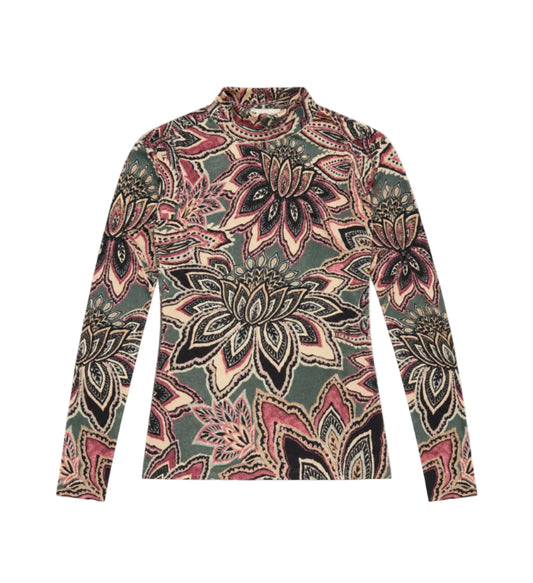 Tapestry Flower Knit Layer Top-Tops/Blouses-Uniquities