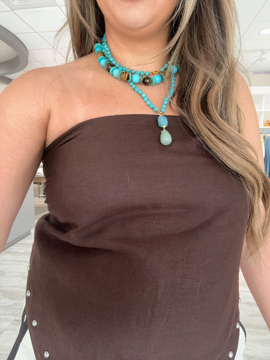 Turquoise + Tigers Eye Necklace-Jewelry-Uniquities