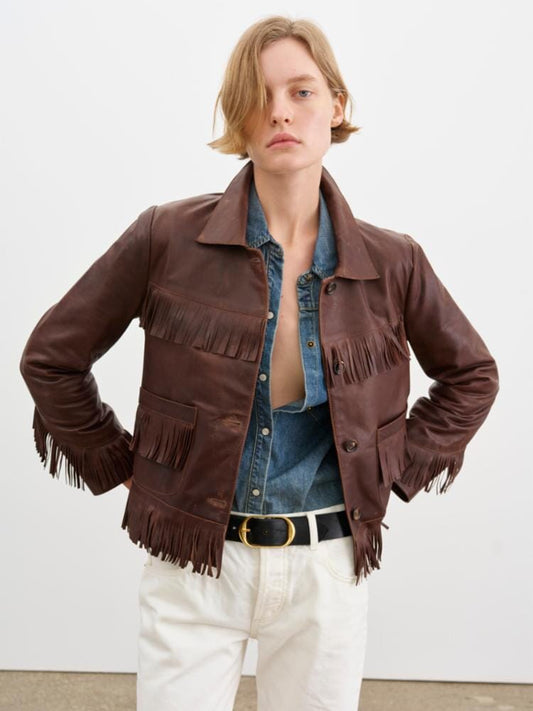 Lazare Fringe Leather Jacket-Jackets-Uniquities