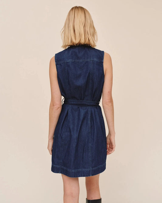 Sleeveless Seamed Shirt Dress-Dresses-Uniquities