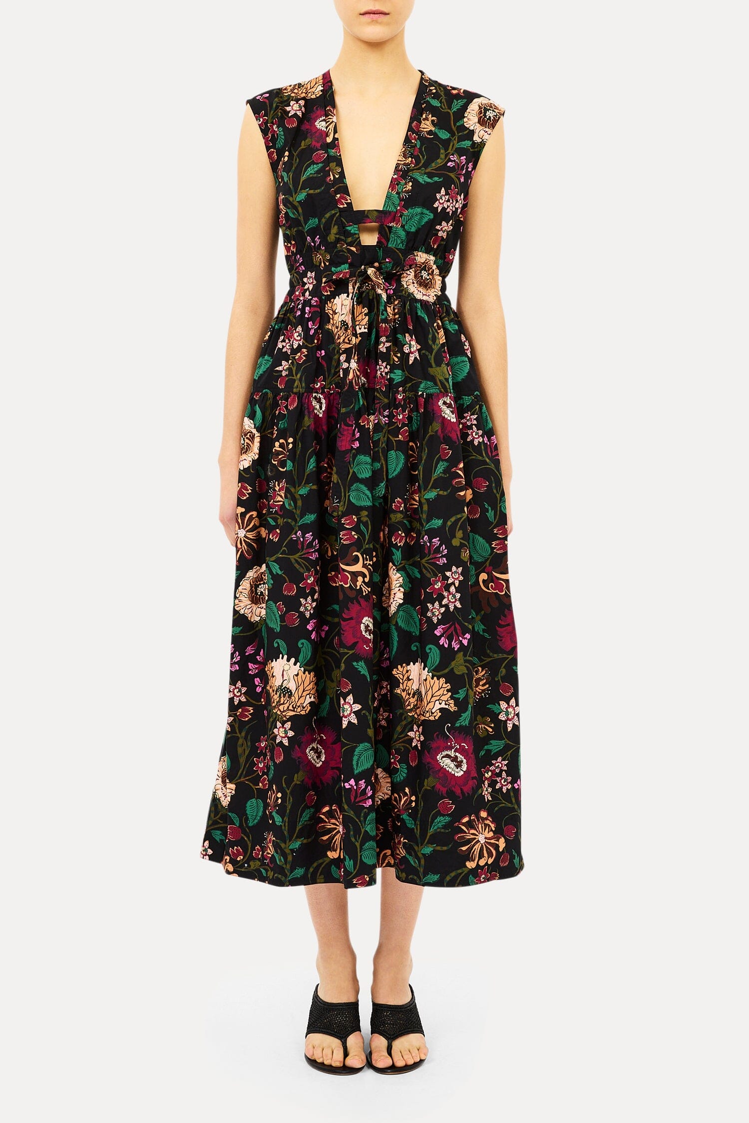 Lucine Deep V Cotton Dress