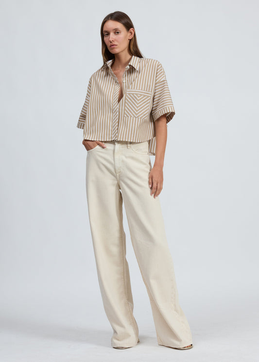 Marin Short Sleeve Stripe Shirt-Tops/Blouses-Uniquities