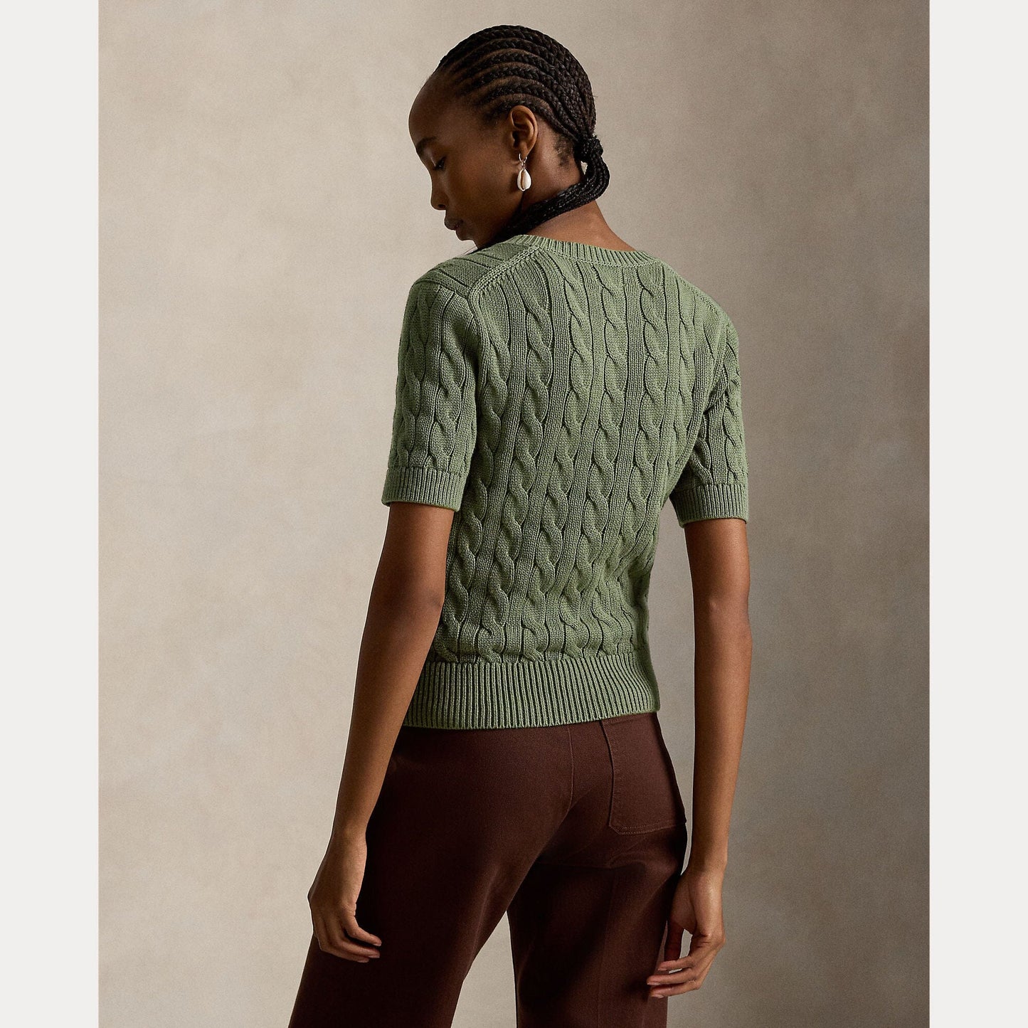 Cotton Short Sleeve Crewneck Cardigan-Sweaters-Uniquities