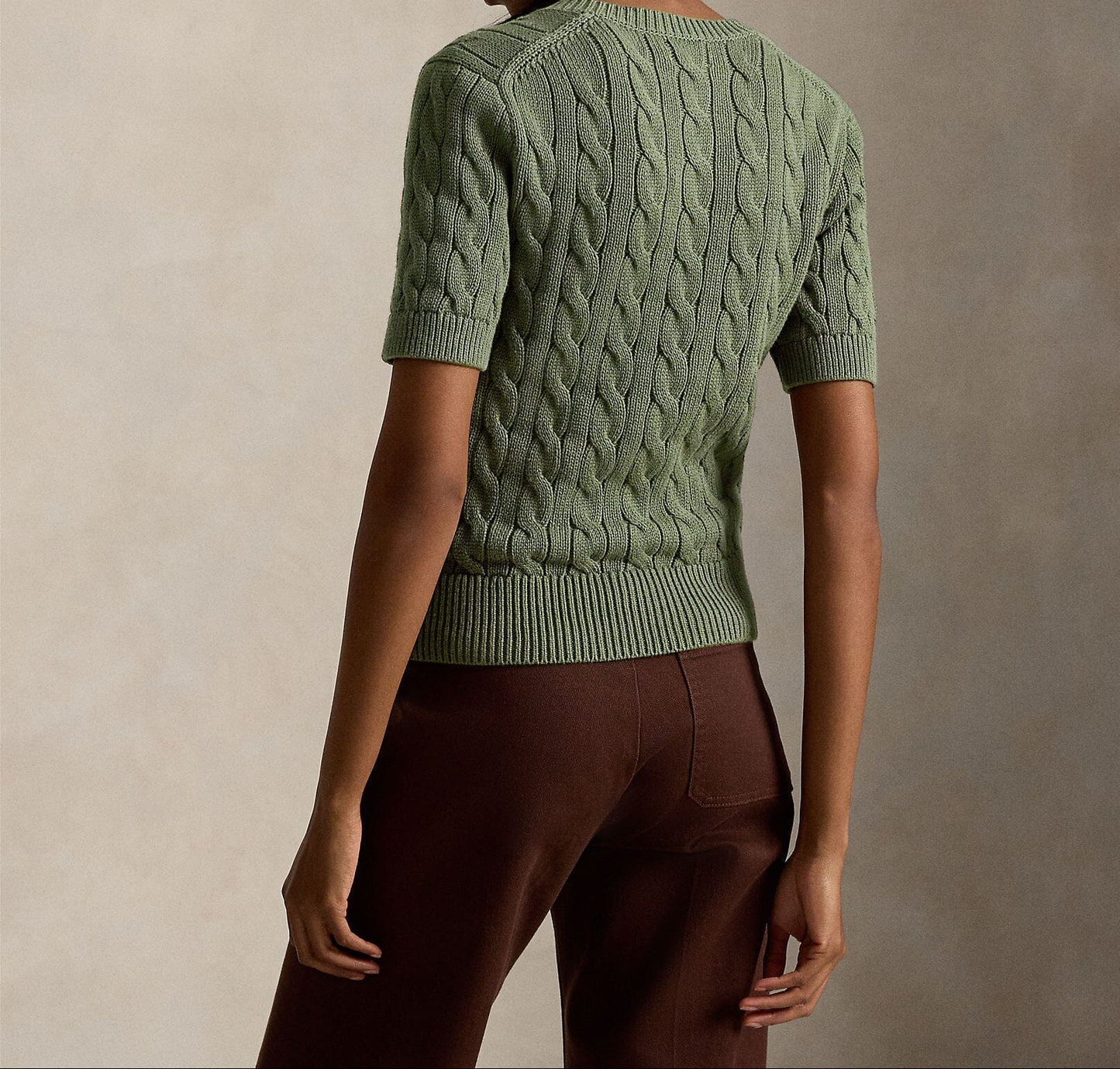 Cotton Short Sleeve Crewneck Cardigan-Sweaters-Uniquities