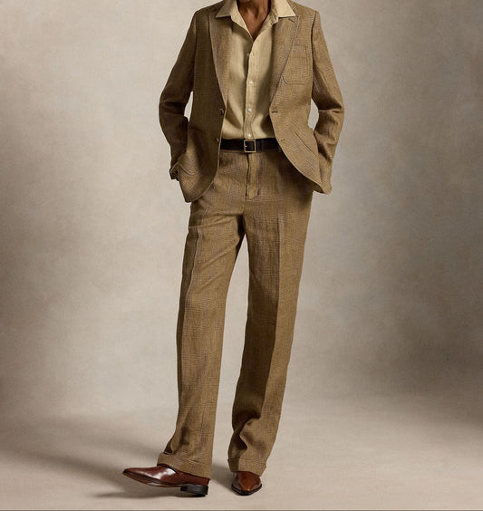 Linen Tweed Straight Pant-Bottoms-Uniquities