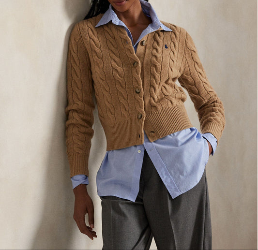 Long Sleeve Crewneck Cardigan-Sweaters-Uniquities