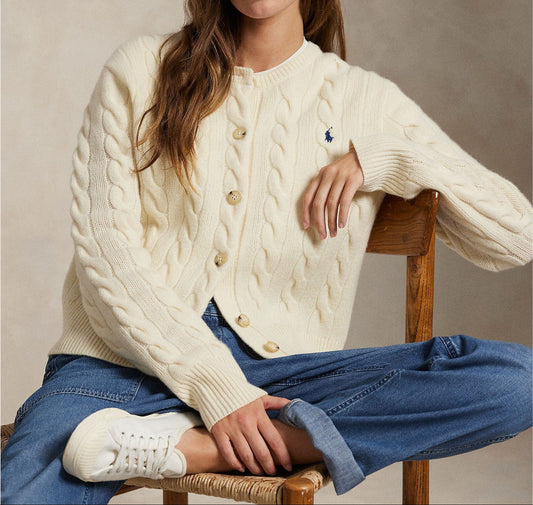 Long Sleeve Crewneck Cardigan-Sweaters-Uniquities