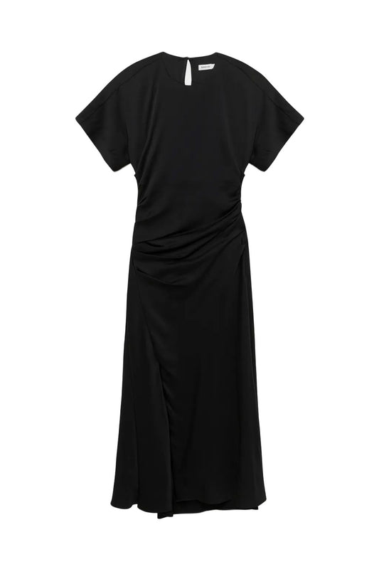 Marabella Short Sleeve Draped Midi-Dresses-Uniquities