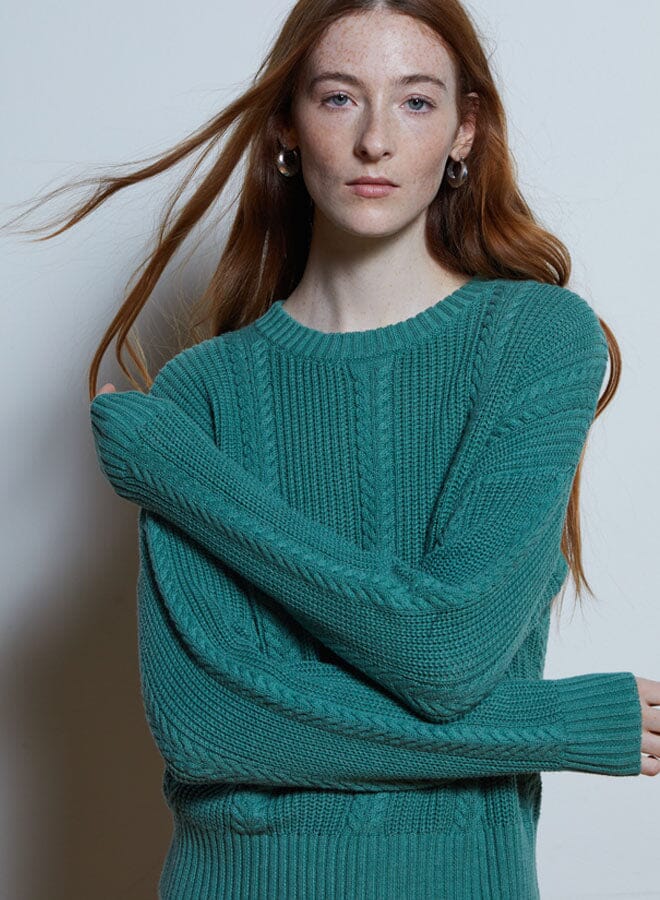 Solid Shaker Cable Crew-Sweaters-Uniquities