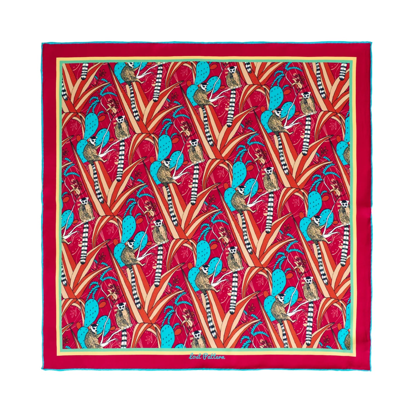Madagascar Red Silk Bandana Accessories Lost Pattern 