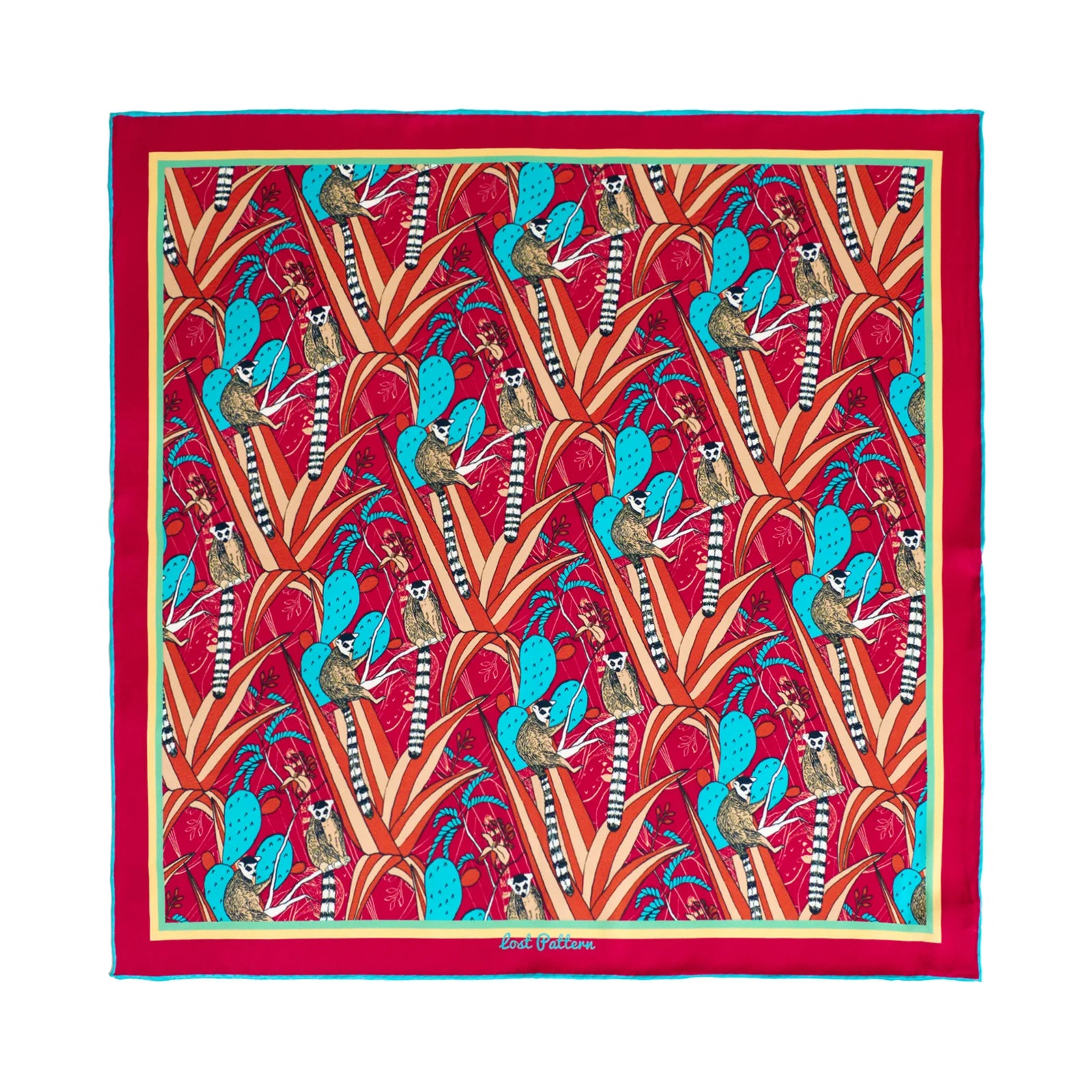 Madagascar Red Silk Bandana Accessories Lost Pattern 