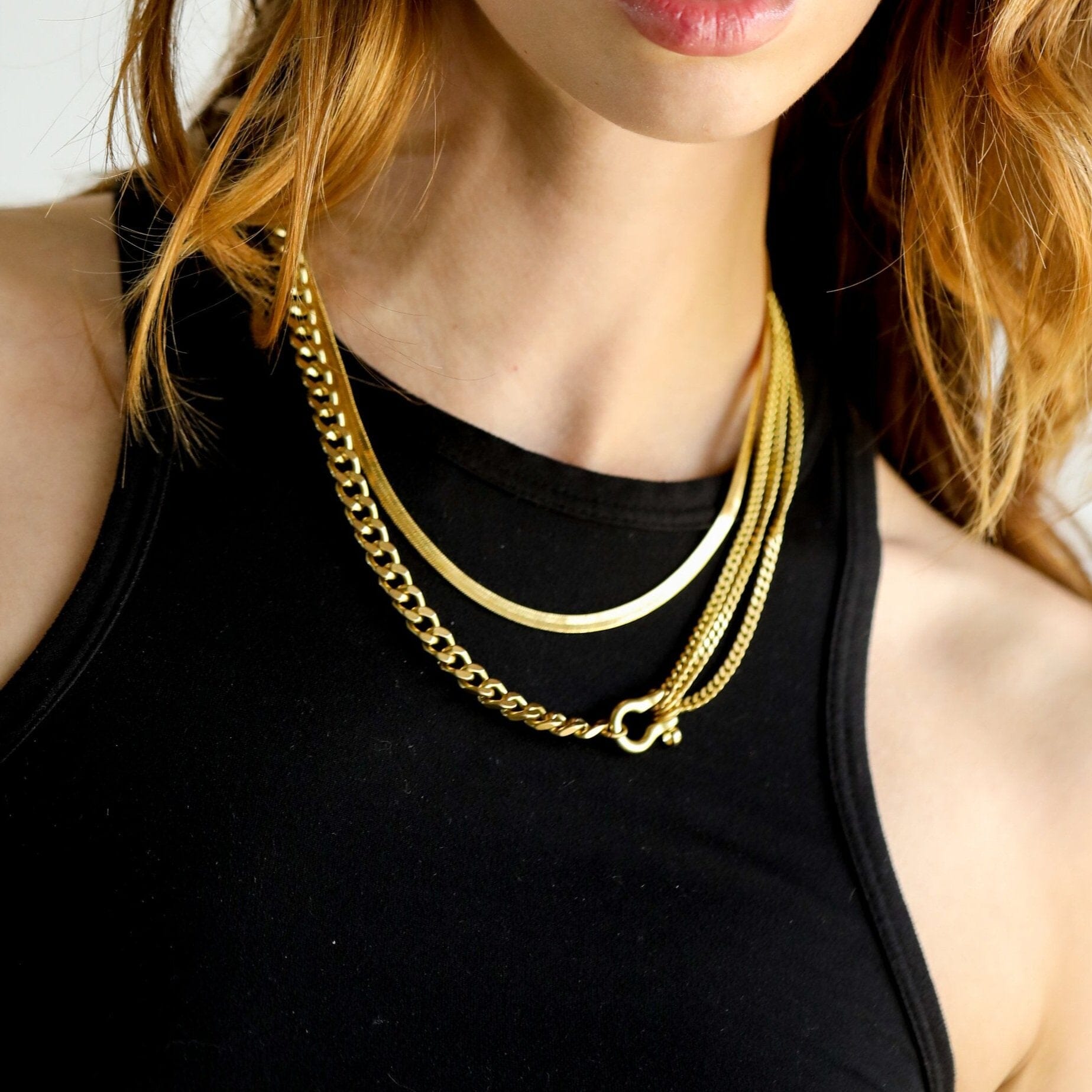 Shackle Trilogy Brass Necklace-Jewelry-Uniquities