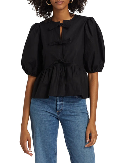 Cotton Poplin Peplum Blouse-Tops/Blouses-Uniquities