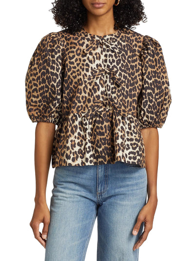 Printed Cotton Poplin Blouse-Tops/Blouses-Uniquities