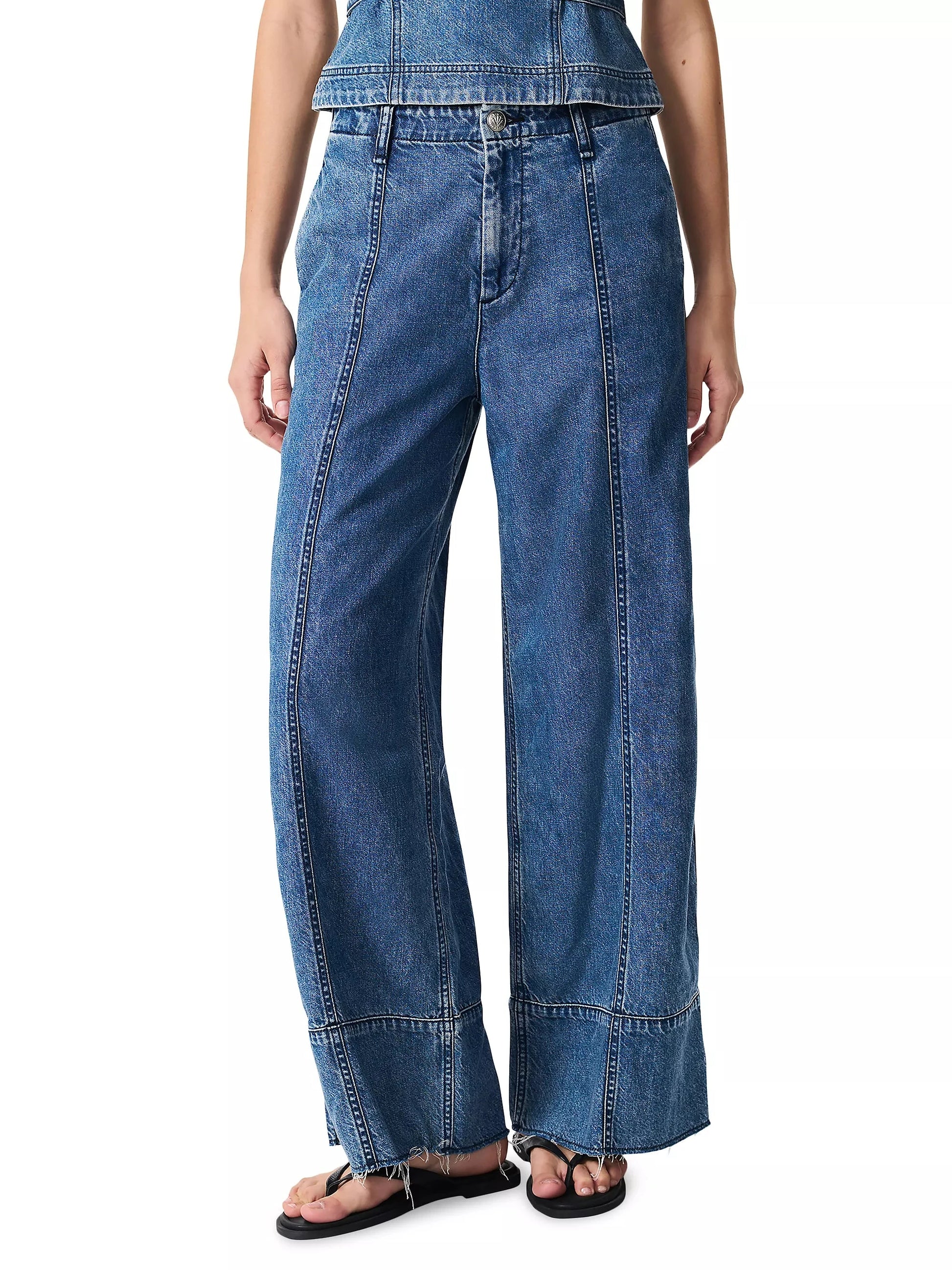 Arianna Cropped Palazzo Jeans-Denim-Uniquities