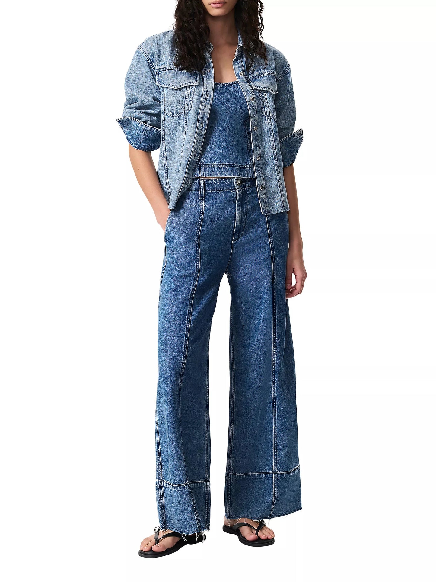 Arianna Cropped Palazzo Jeans-Denim-Uniquities