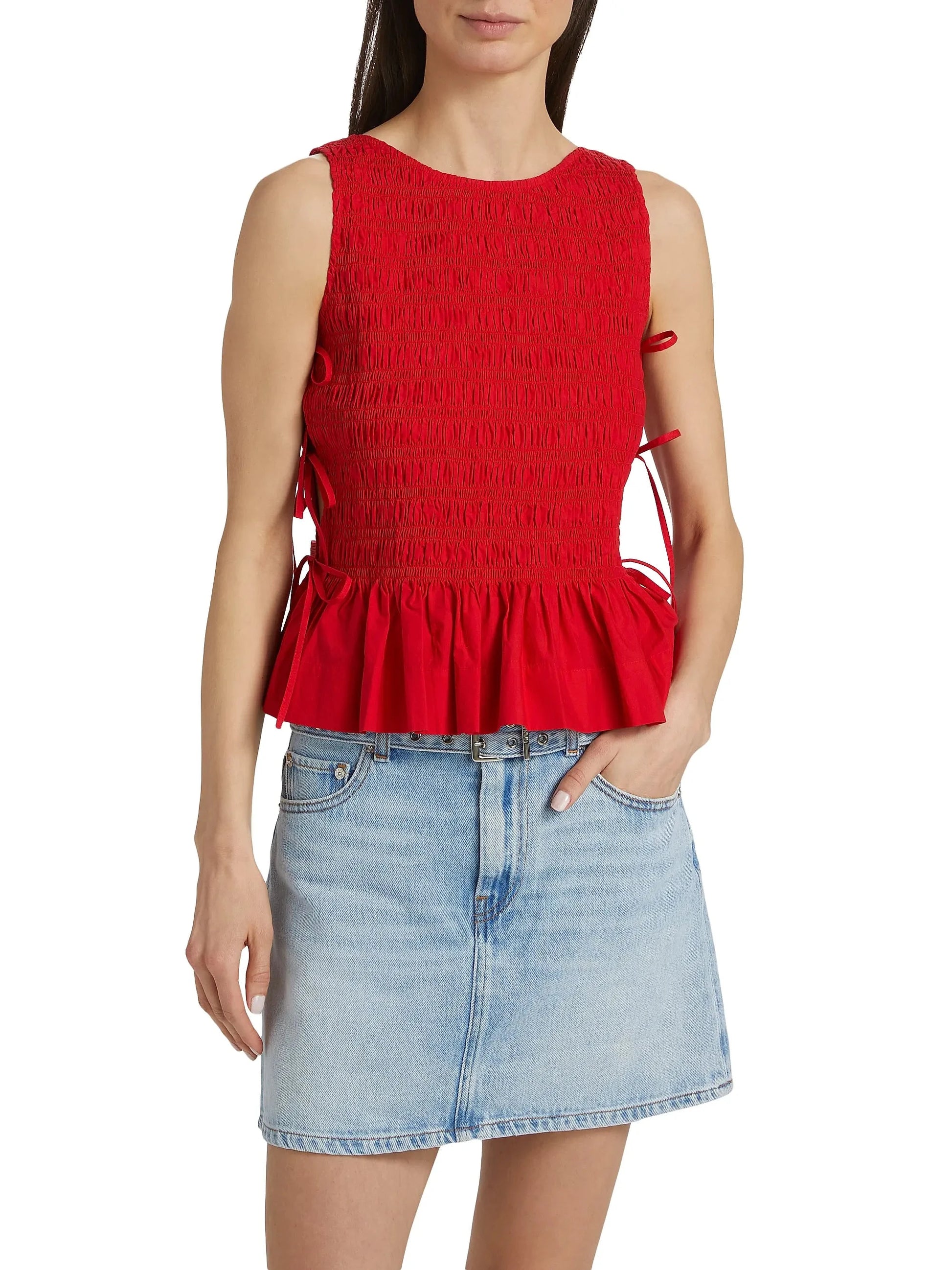 Poplin Smock Tie String Top-Tops/Blouses-Uniquities