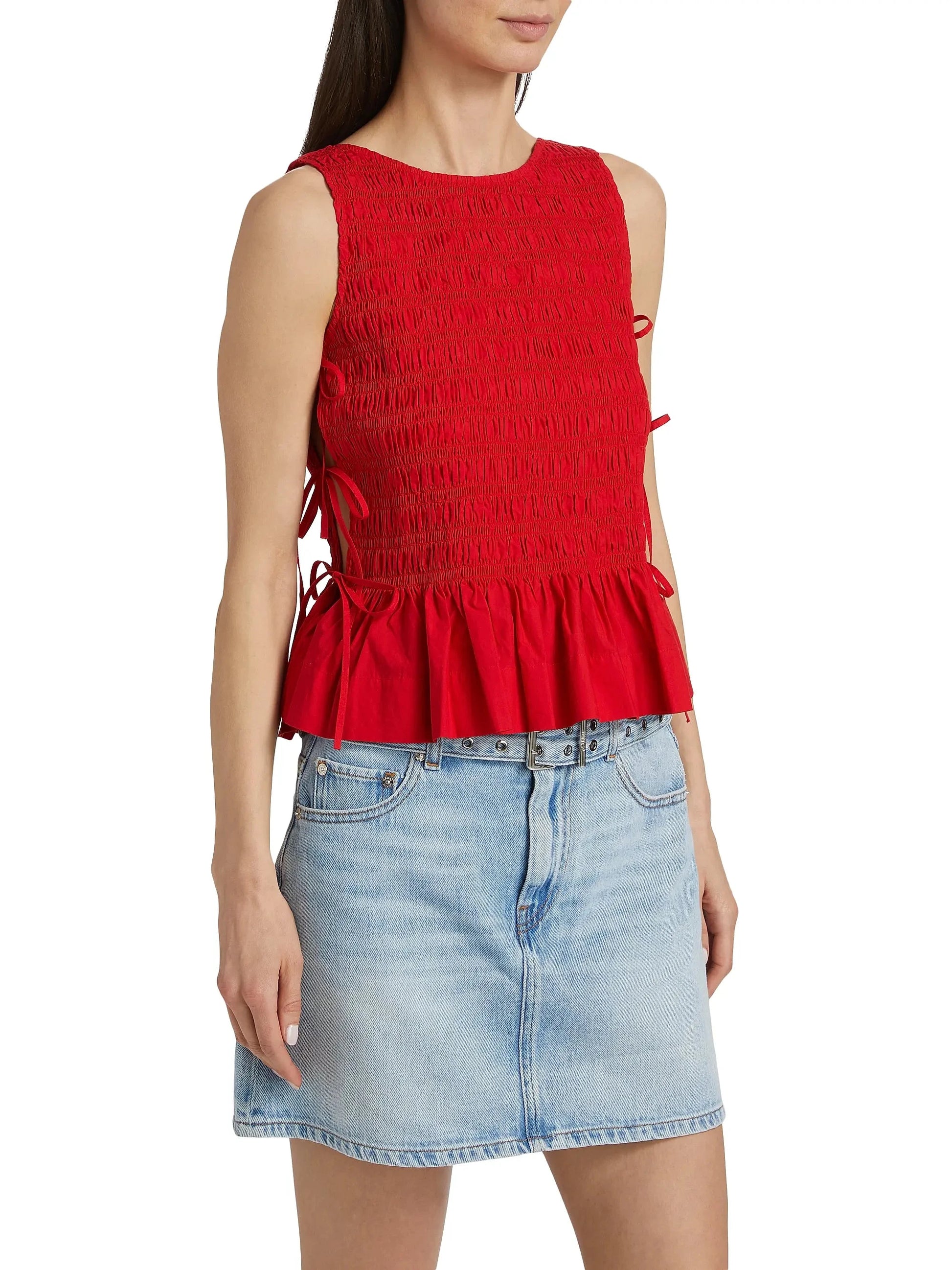 Poplin Smock Tie String Top-Tops/Blouses-Uniquities