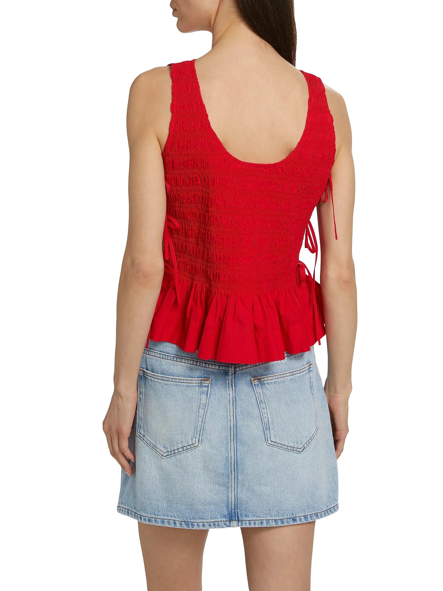 Poplin Smock Tie String Top-Tops/Blouses-Uniquities