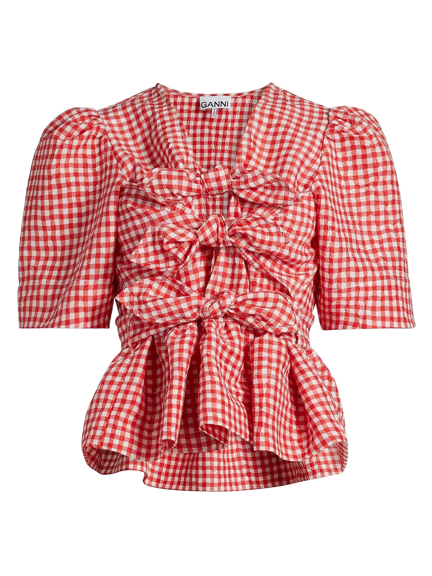 Crinkled Taffeta Tie Blouse-Tops/Blouses-Uniquities