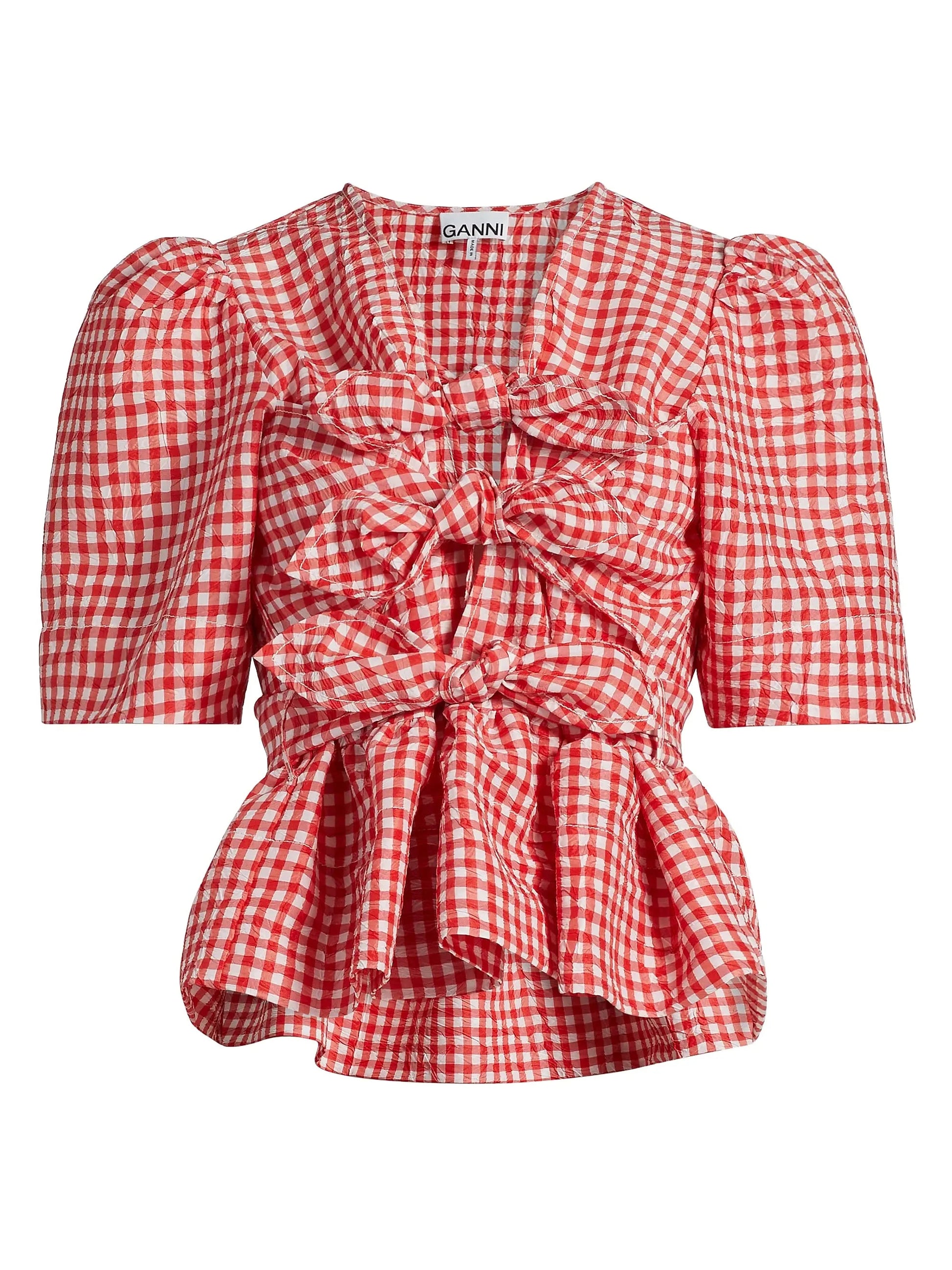 Crinkled Taffeta Tie Blouse-Tops/Blouses-Uniquities